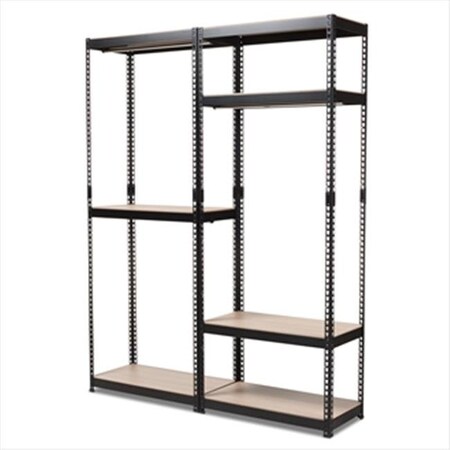 Baxton Studio Baxton Studio BH09-Black-Shelf Gavin Black Metal 4-Shelf Closet Storage Racking Organizer BH09-Black-Shelf
